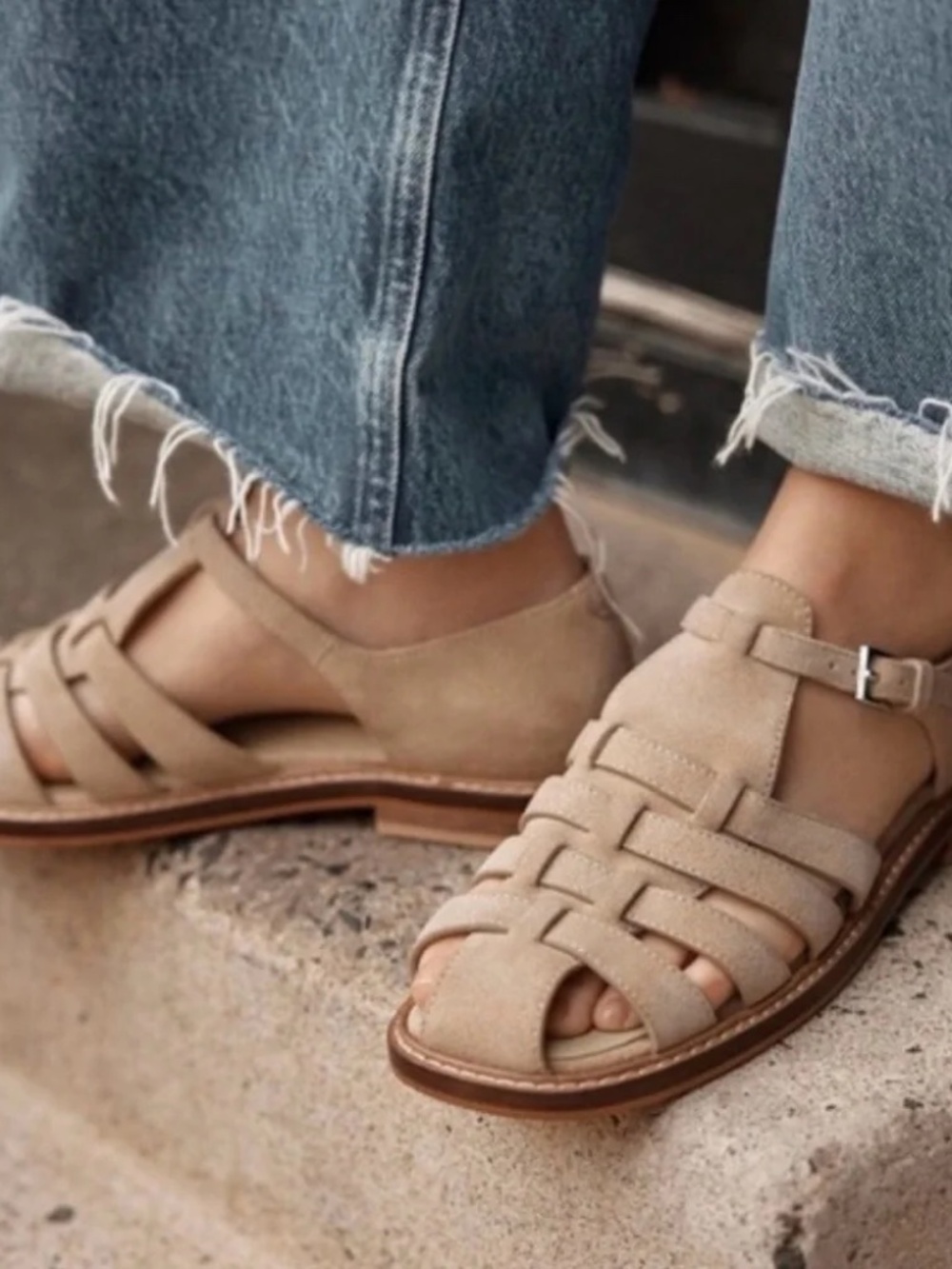 Free People Willow Fisherman Sandal (Women) Color: Oiled Suede/Beige Sz 7.5 - Picture 7 of 7